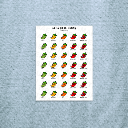 Spicy Book Rating Sticker Sheet