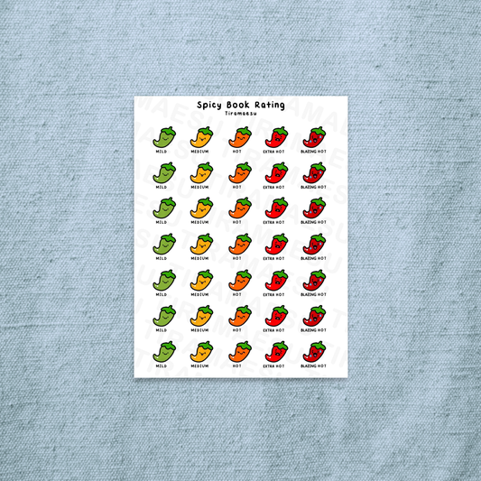 Spicy Book Rating Sticker Sheet