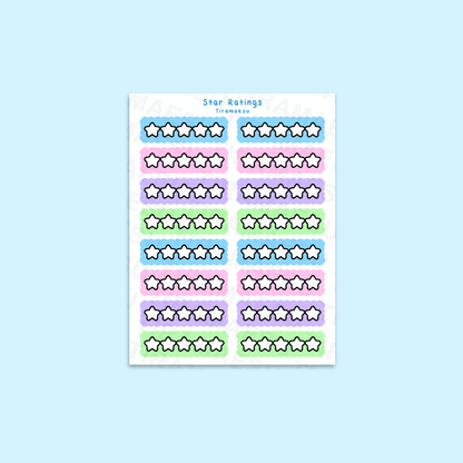 Book Star Ratings Pastel Sticker Sheet