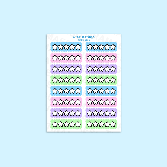 Book Star Ratings Pastel Sticker Sheet