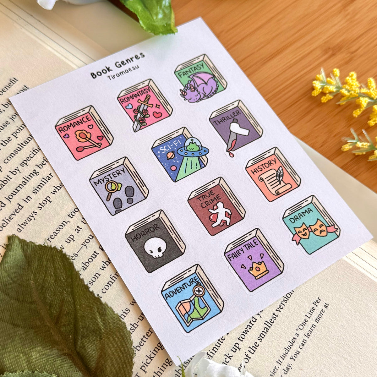 Book Genres Sticker Sheet
