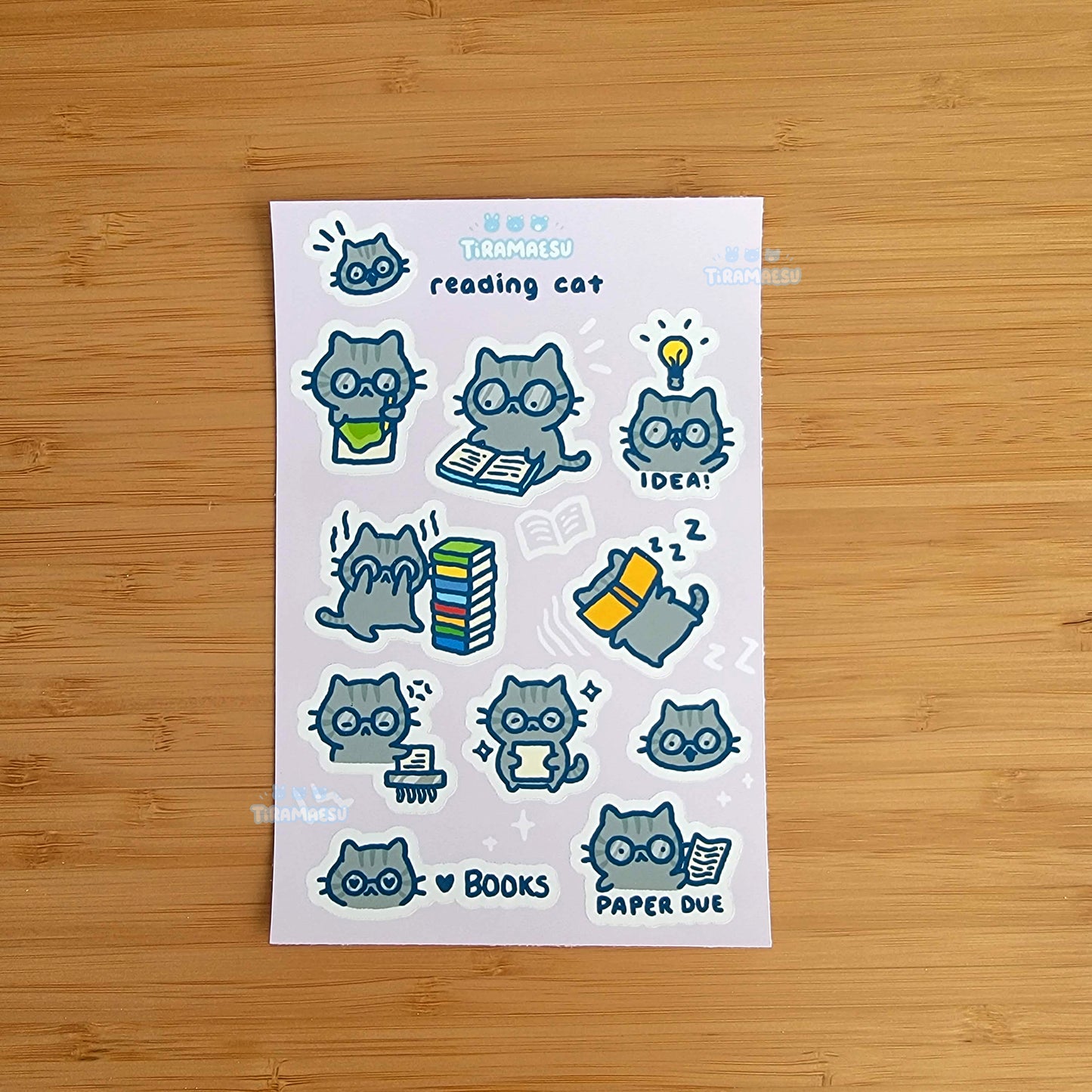 Reading Cat Sticker Sheet