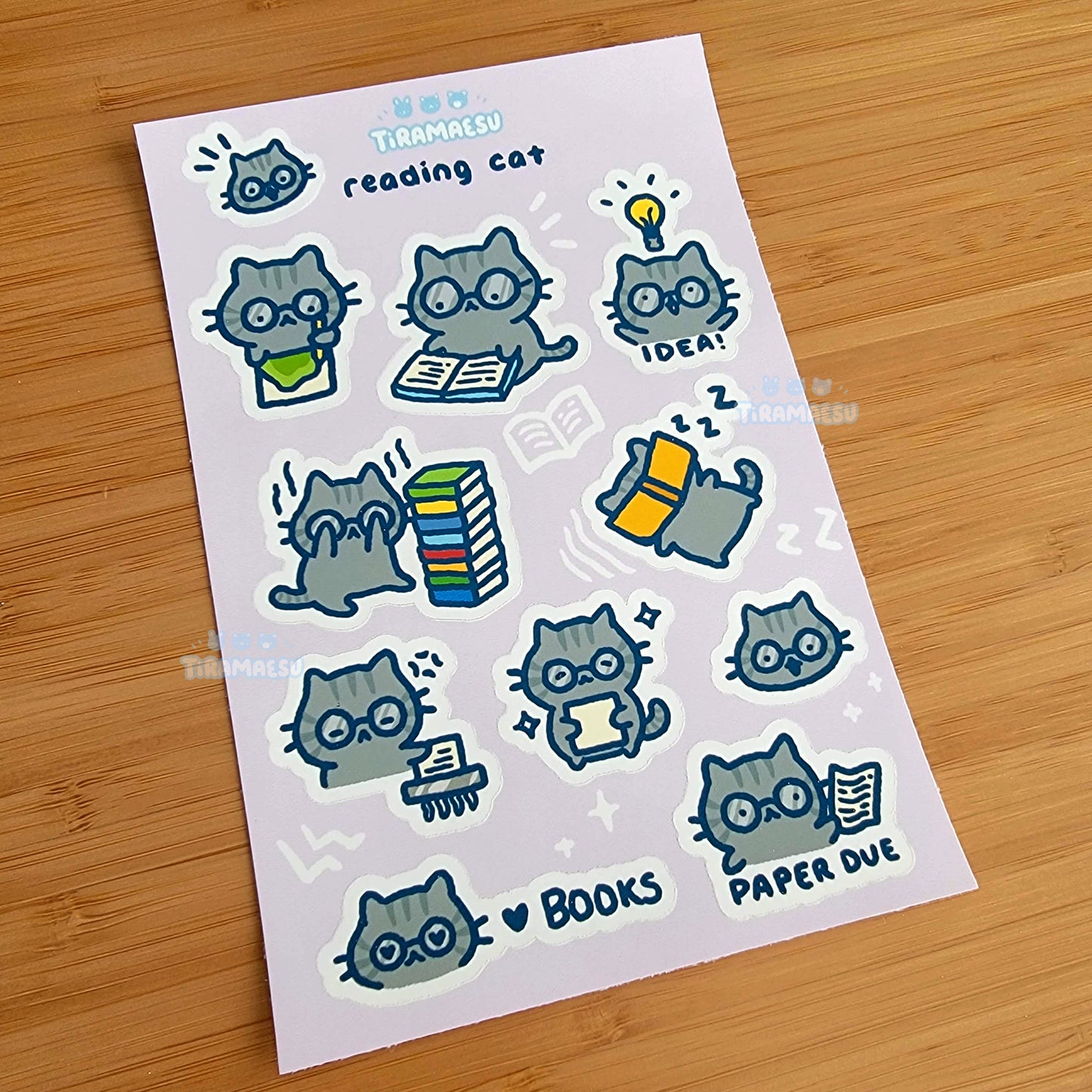 Reading Cat Sticker Sheet