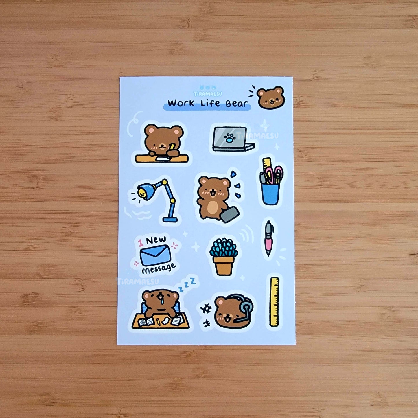 Work Life Bear Sticker Sheet