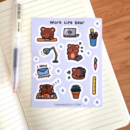 Work Life Bear Sticker Sheet