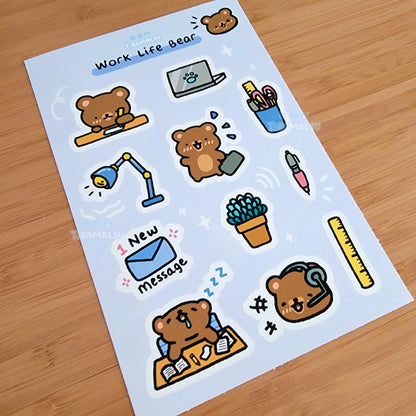 Work Life Bear Sticker Sheet