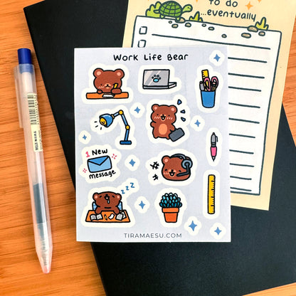 Work Life Bear Sticker Sheet