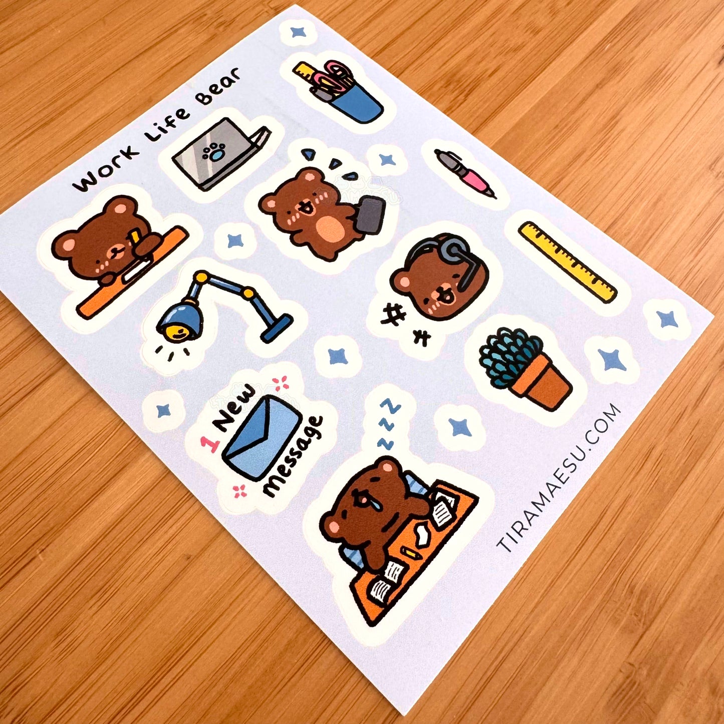 Work Life Bear Sticker Sheet