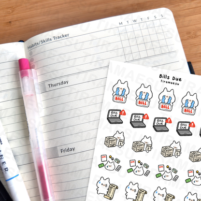 Bills Due Planner Stickers