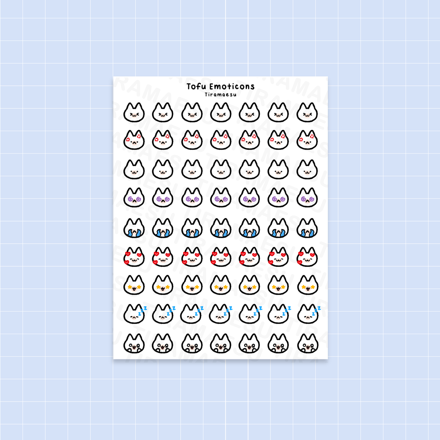 Tofu Emoticons Planner Stickers