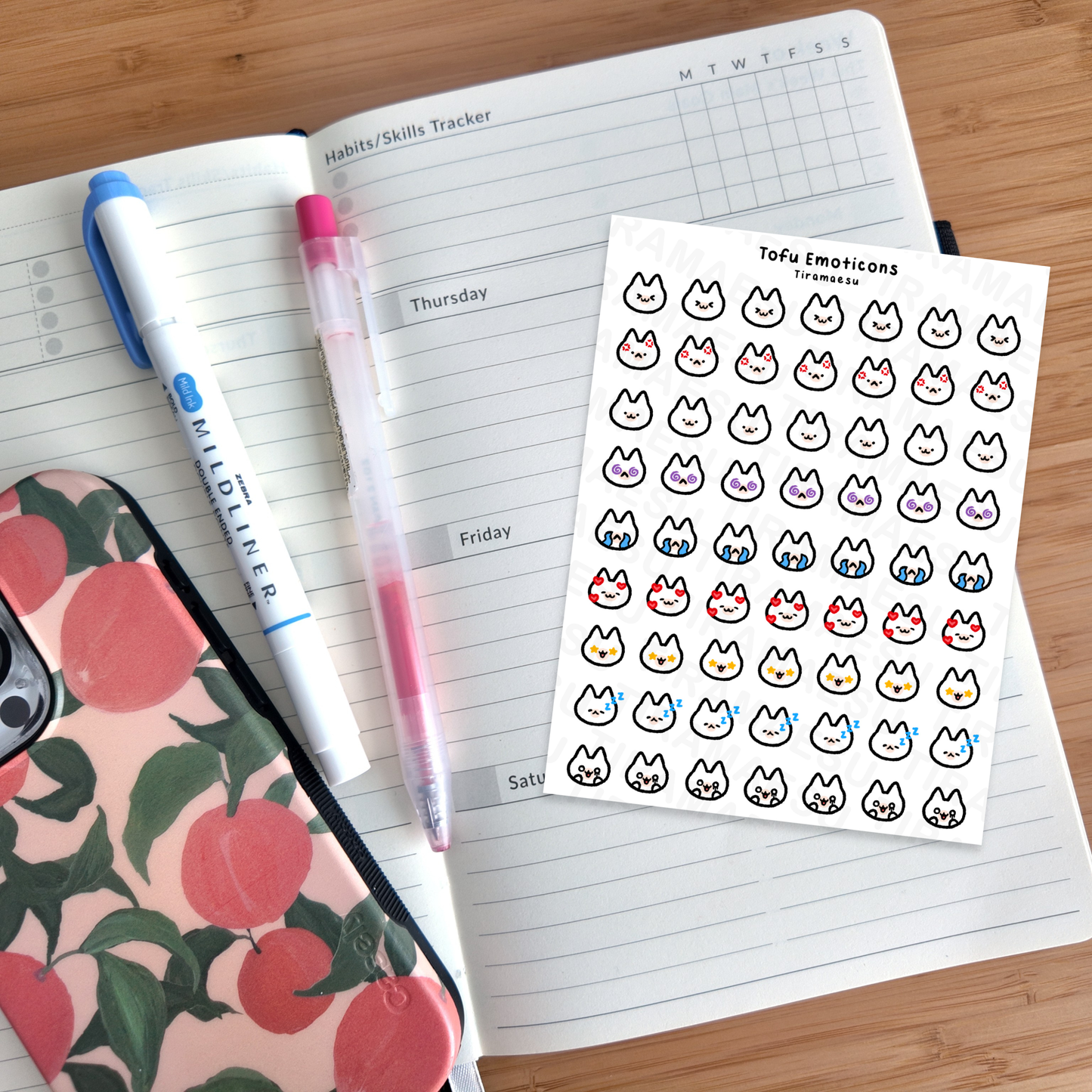 Tofu Emoticons Planner Stickers