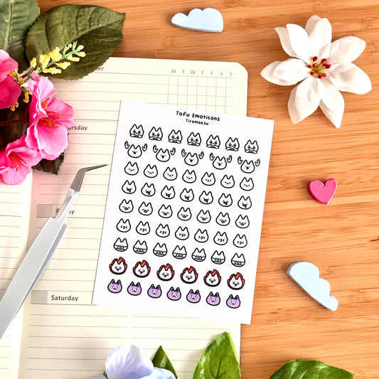 Tofu Emoticons 2 Planner Stickers