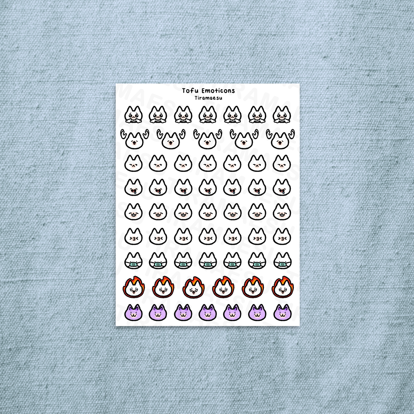 Tofu Emoticons 2 Planner Stickers