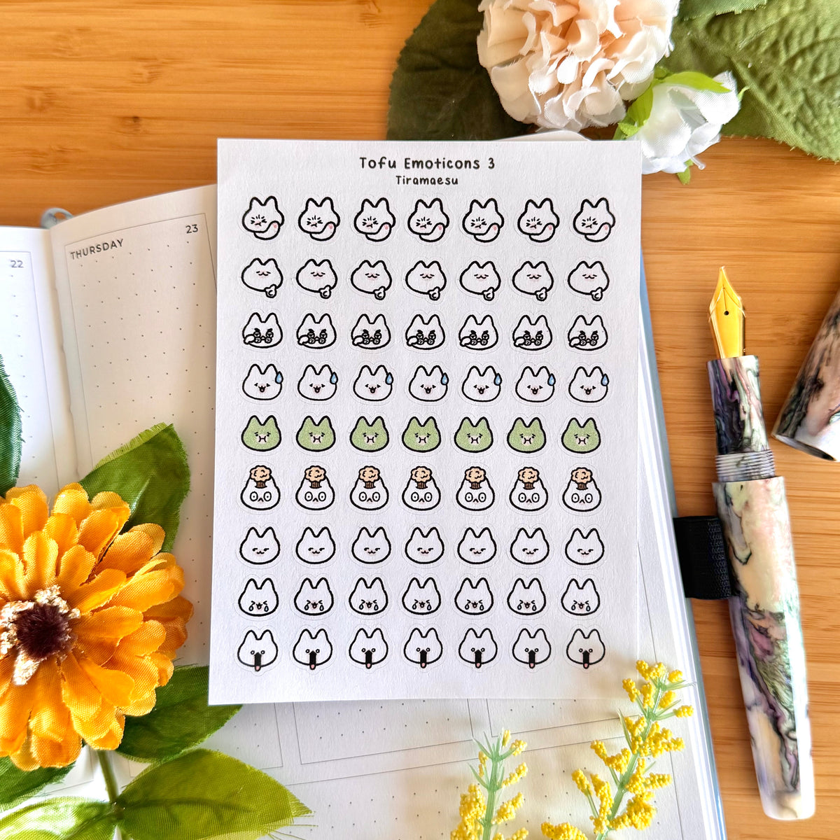Tofu Emoticons 3 Planner Stickers