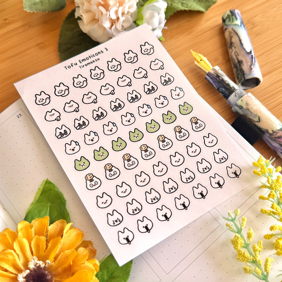 Tofu Emoticons 3 Planner Stickers