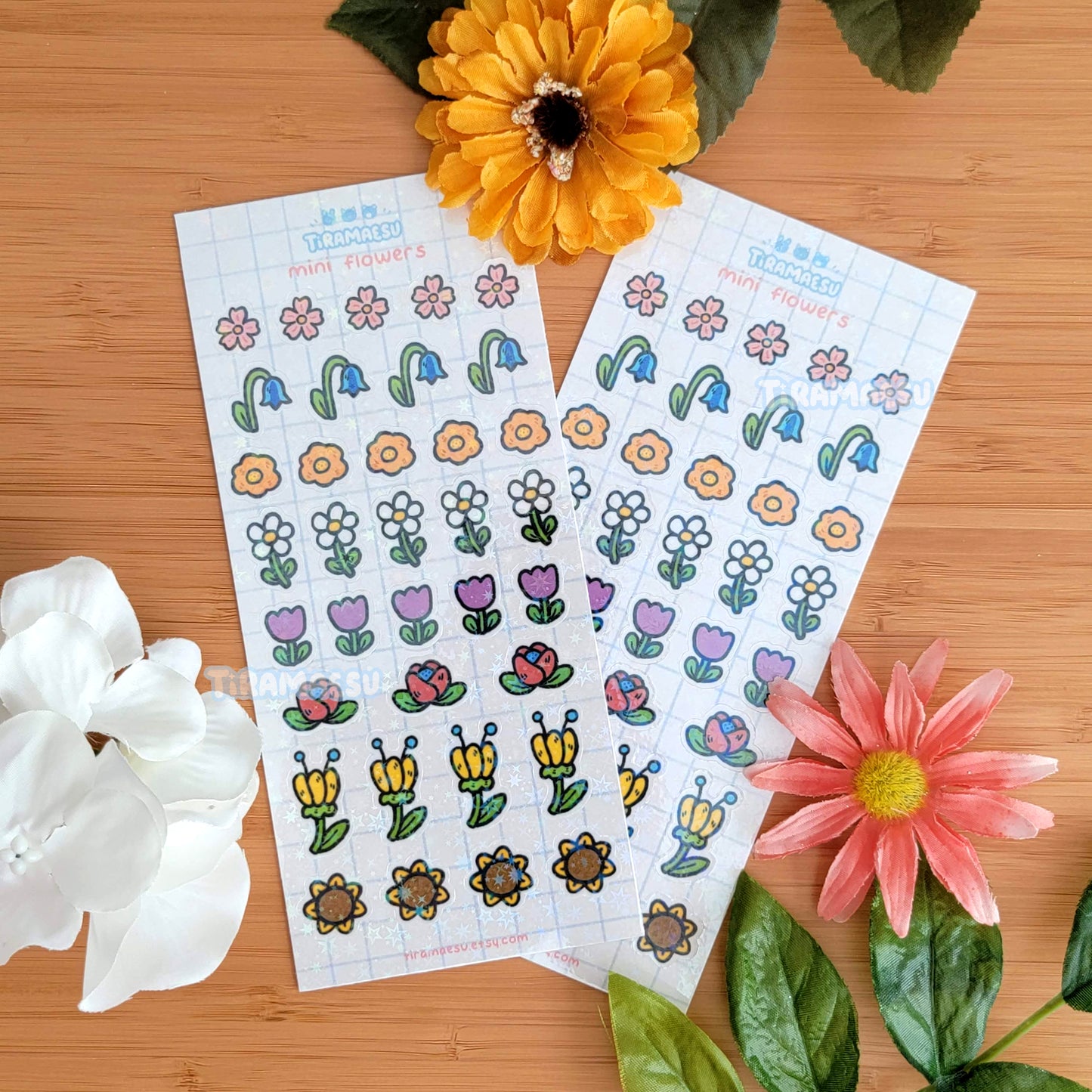 Mini Flowers Holographic Sticker Sheet