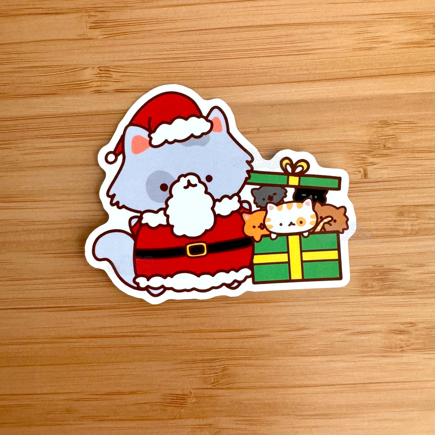 Santa Kitty Matte Vinyl Sticker