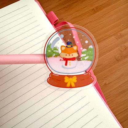 Kawaii Fox Snow Globe Clear Vinyl Sticker