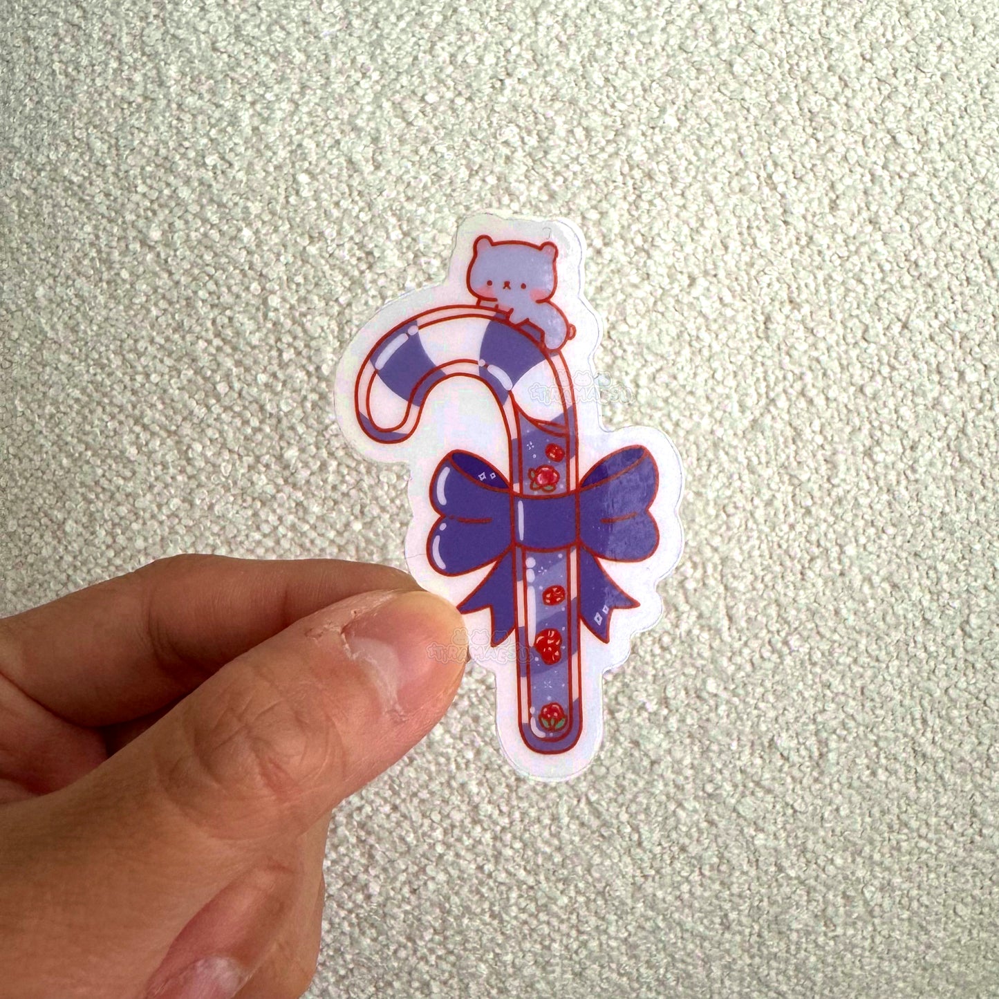 Holiday Candy Cane Clear Vinyl Sticker