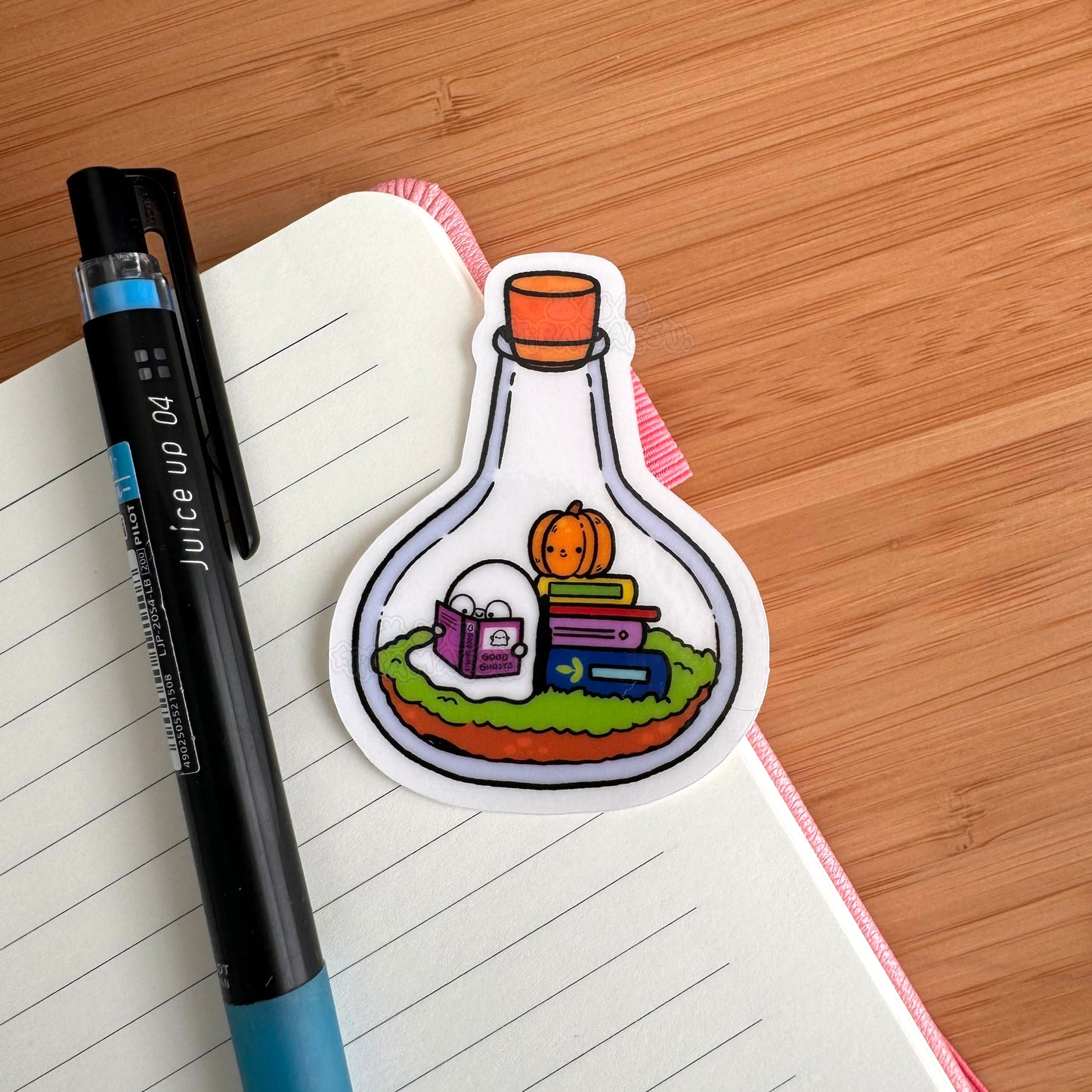 Ghost Reading in a Bottle Sticker