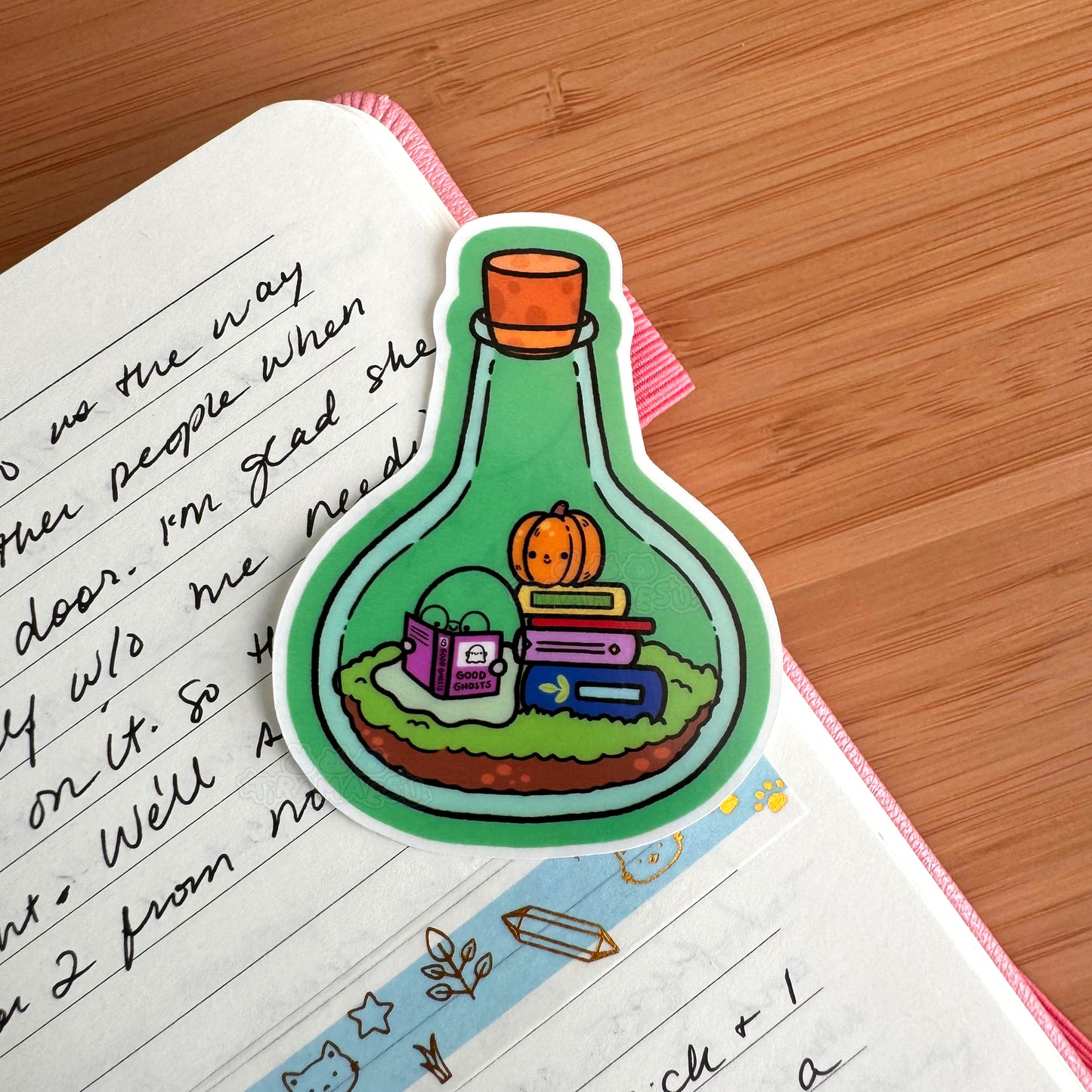 Ghost Reading in a Bottle Sticker