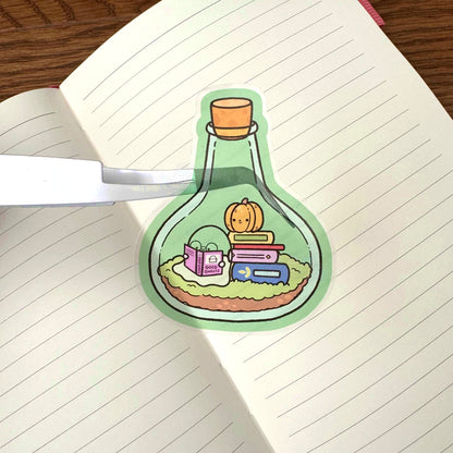 Ghost Reading in a Bottle Sticker