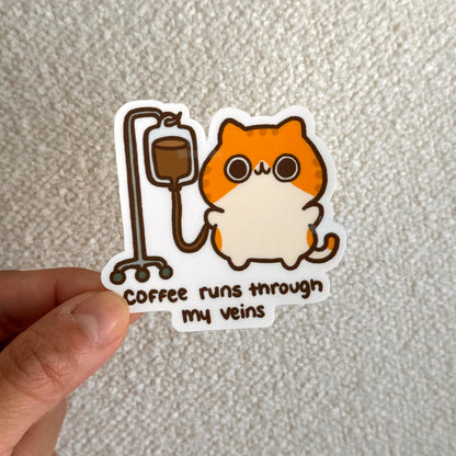 Coffee Runs Through My Veins Sticker