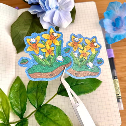Daffodils Glitter Sticker