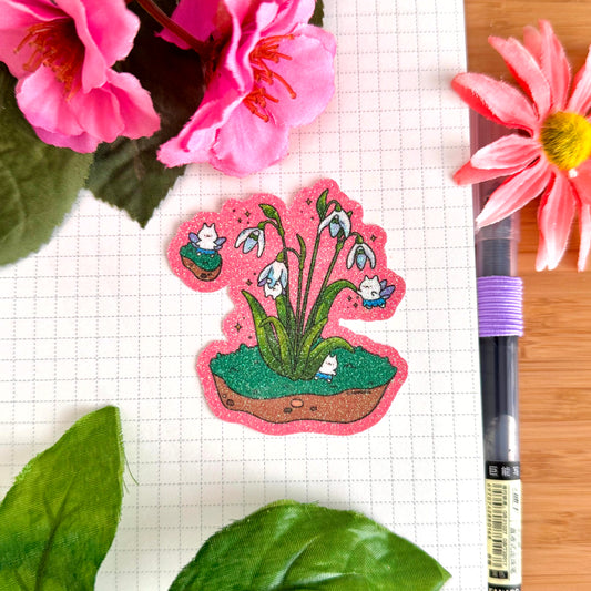 Snowdrops Glitter Sticker