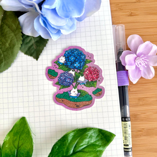 Hydrangeas Glitter Sticker