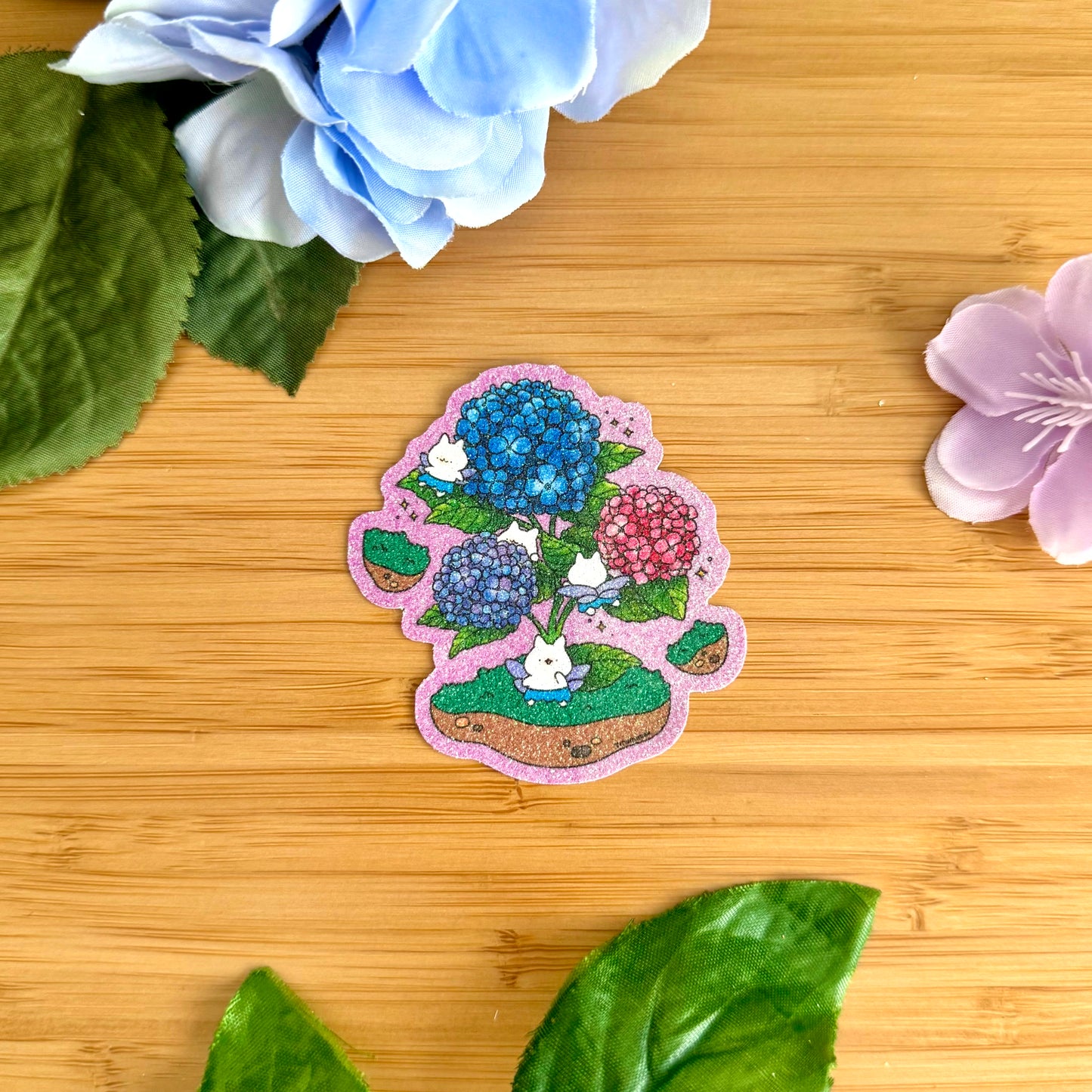 Hydrangeas Glitter Sticker
