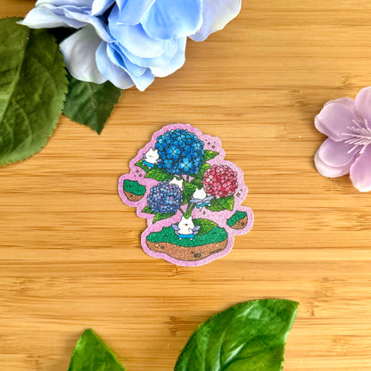 Hydrangeas Glitter Sticker