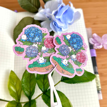 Hydrangeas Glitter Sticker