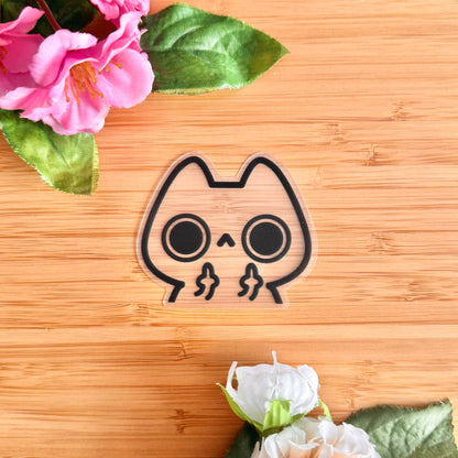 Flipping Cat Sticker - Clear Black