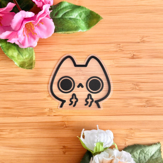 Flipping Cat Sticker - Clear Black