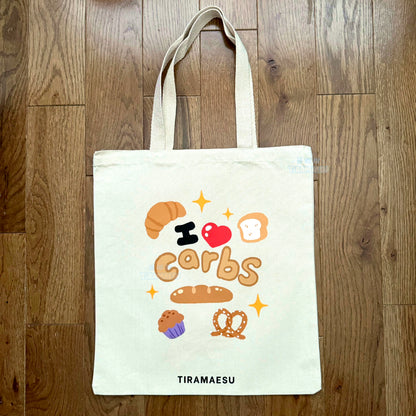 I Love Carbs Tote Bag