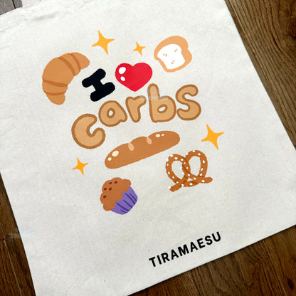 I Love Carbs Tote Bag