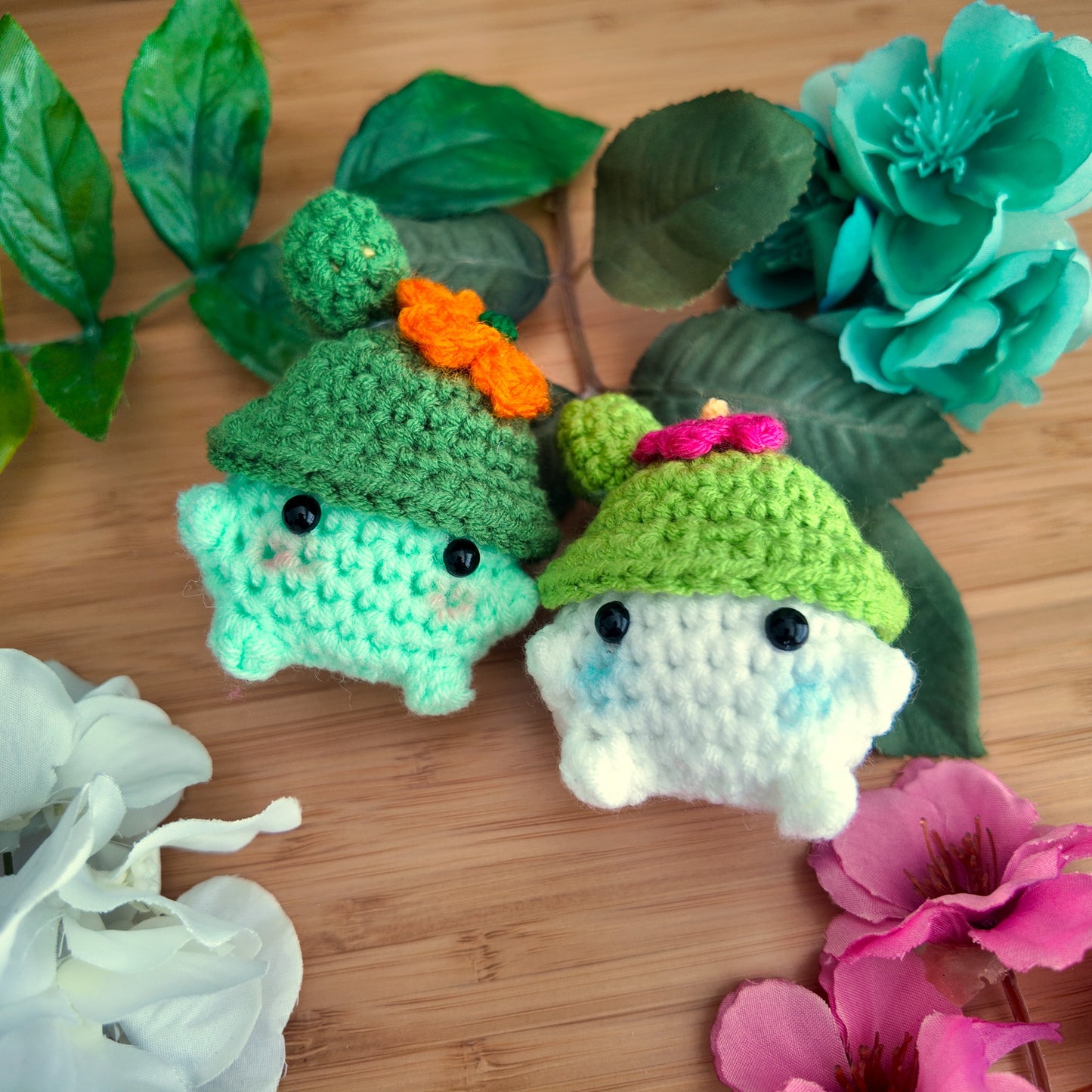 Cactus Hat Mushroom Crochet Plush Keychain