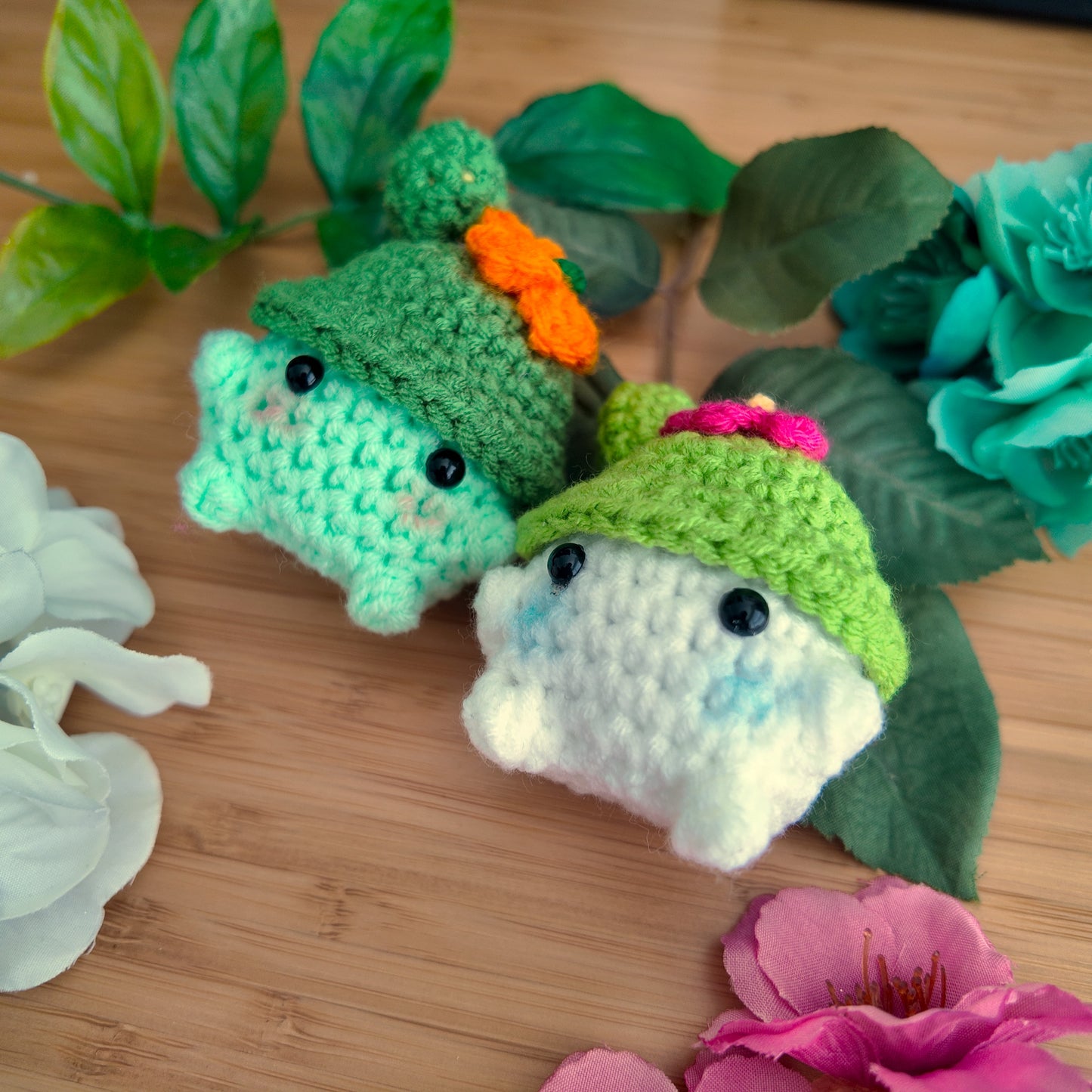 Cactus Hat Mushroom Crochet Plush Keychain